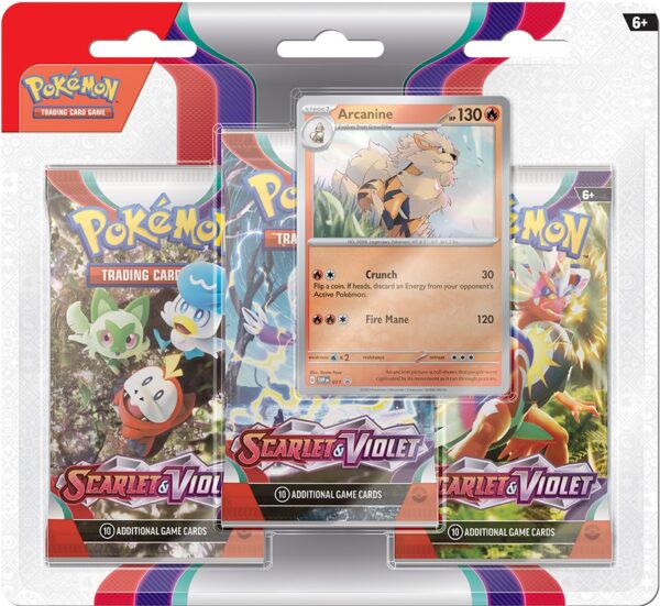 Pokemon Scarlet & Violet 1 3-pack Blister 'Arcanine' : (New)